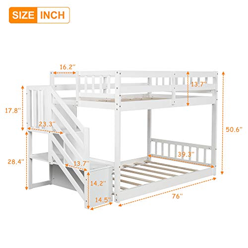  Softsea Twin Over Twin Low Bunk Bed with Stairs for Kids (White)
| Softsea Twin Over Twin Low Bunk Bed with Stairs No B